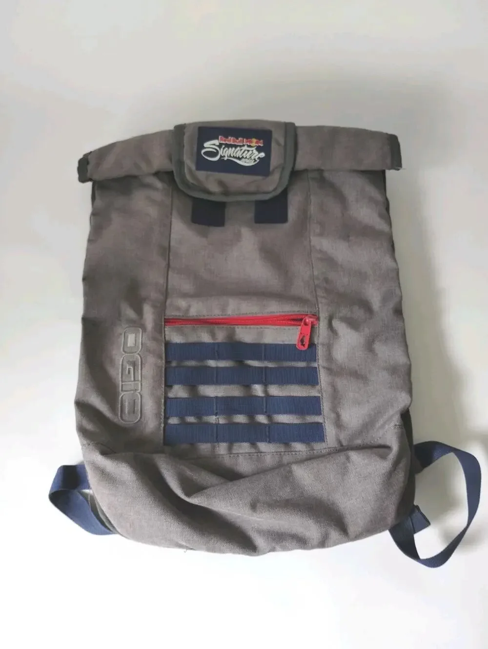 OGIO Red Bull Collab Backpack Signature Series MEDIUM Roll Top Gray Lightweight
